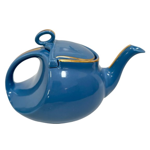 Hall Other - Vintage Hall Streamline Teapot - Cadet Blue with Gold Accents